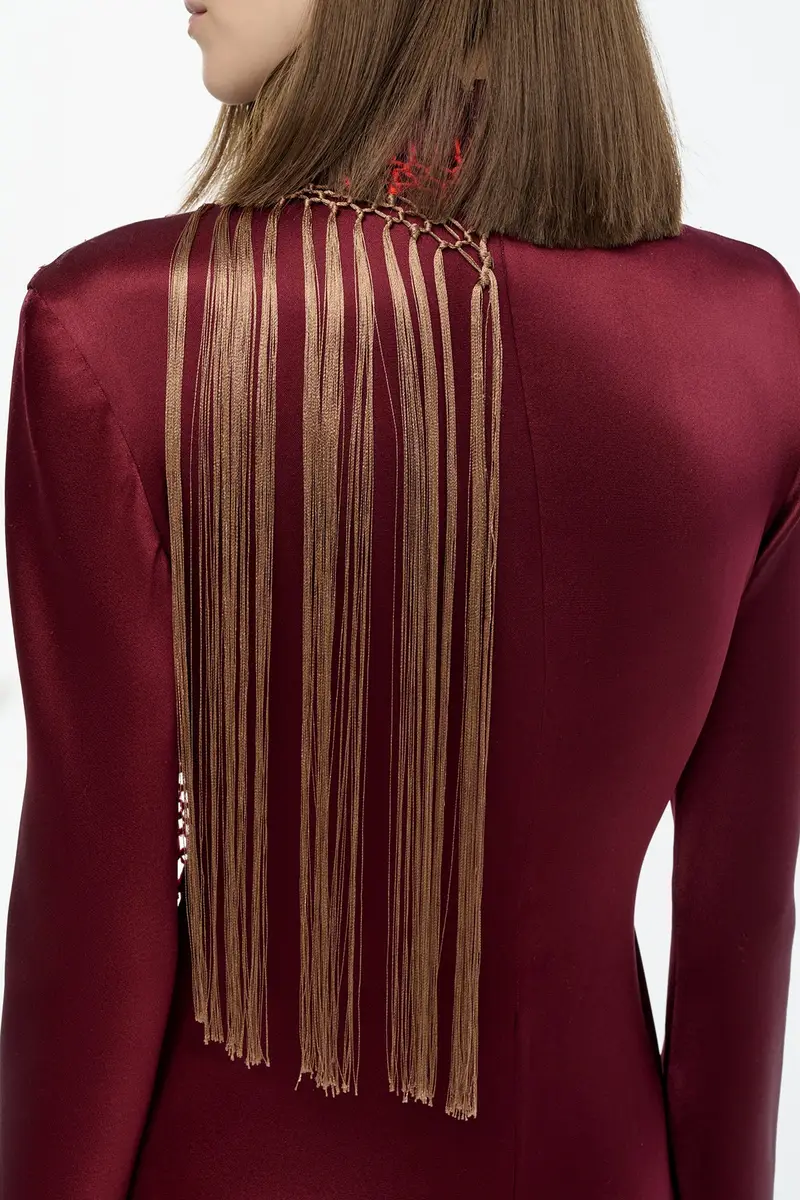 Gabriela Hearst Anne Dress in Bordeaux Silk Satin with Silk Macrame | Thumbnail 7 Gabriela Hearst Anne Dress in Bordeaux Silk Satin with Silk Macrame | Thumbnail 7