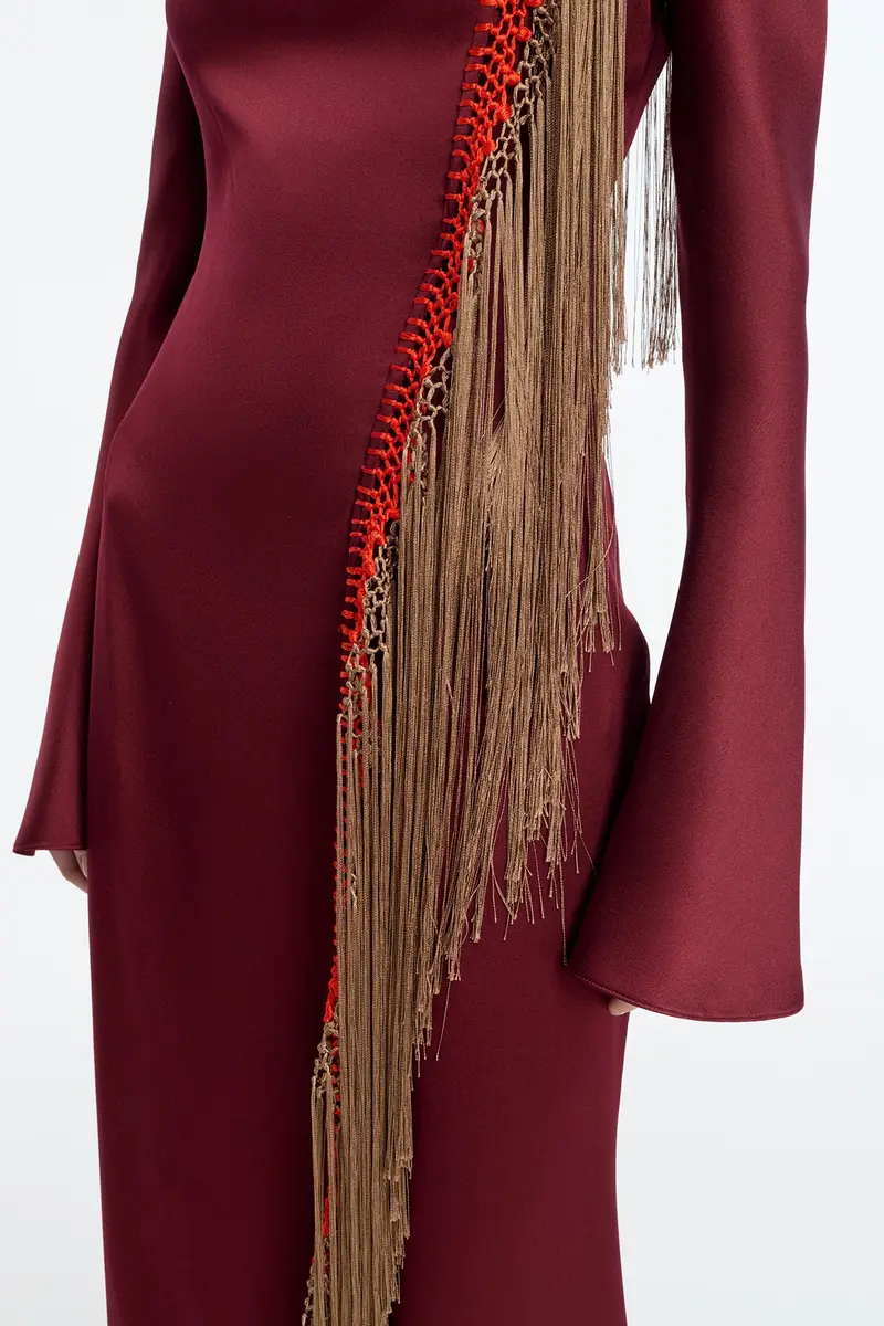 Gabriela Hearst Anne Dress in Bordeaux Silk Satin with Silk Macrame | Thumbnail 8 Gabriela Hearst Anne Dress in Bordeaux Silk Satin with Silk Macrame | Thumbnail 8