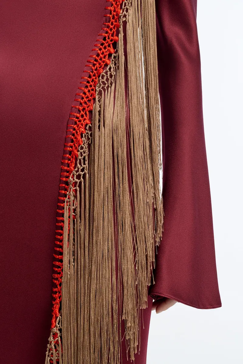 Gabriela Hearst Anne Dress in Bordeaux Silk Satin with Silk Macrame | Thumbnail 9 Gabriela Hearst Anne Dress in Bordeaux Silk Satin with Silk Macrame | Thumbnail 9