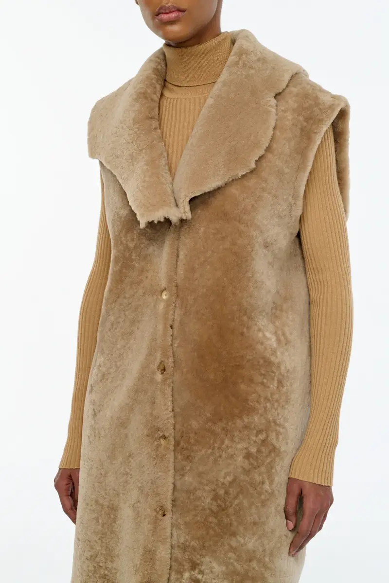 Gabriela Hearst Diviner Raw Cut Jacket Liner in Champagne Shearling | Thumbnail 6