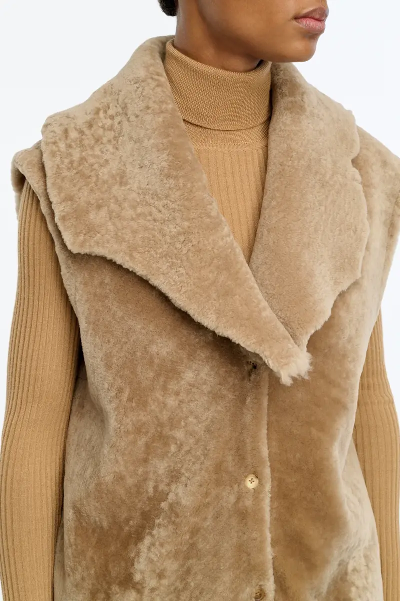 Gabriela Hearst Diviner Raw Cut Jacket Liner in Champagne Shearling | Thumbnail 7