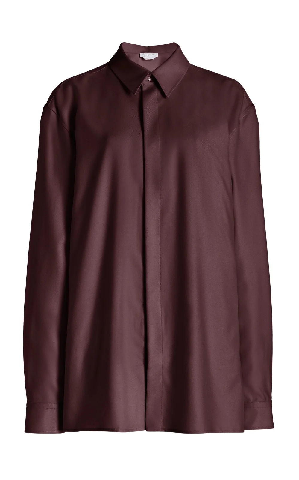 Gabriela Hearst Nicolas Shirt in Deep Bordeaux Virgin Wool Twill