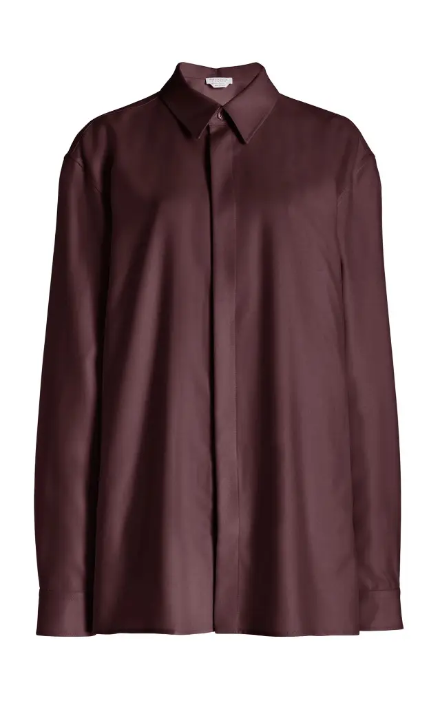 Nicolas Shirt in Deep Bordeaux Virgin Wool Twill Nicolas Shirt in Deep Bordeaux Virgin Wool Twill
