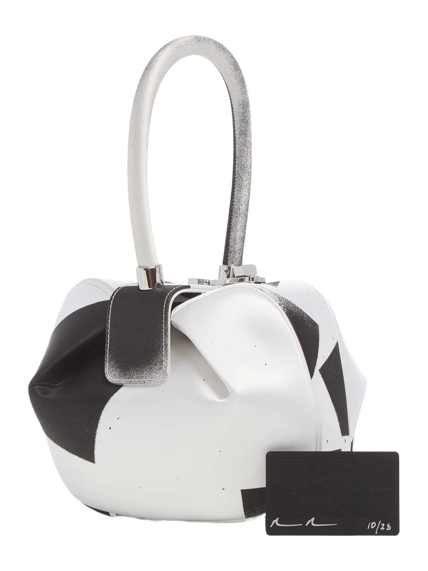 Gabriela Hearst Adam Pendleton x Gabriela Hearst Nina Bag in Black & White Satin № 10