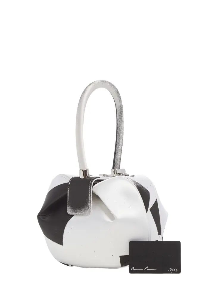Gabriela Hearst Adam Pendleton x Gabriela Hearst Nina Bag in Black & White Satin № 10