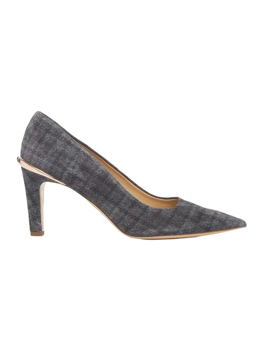 Gabriela Hearst Edwina High Heel Stiletto Pump in Charcoal Multi Suede Houndstooth