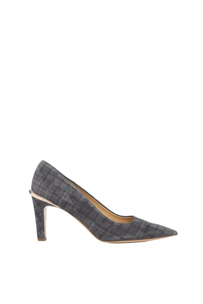 Edwina High Heel Stiletto Pump in Charcoal Multi Suede Houndstooth Edwina High Heel Stiletto Pump in Charcoal Multi Suede Houndstooth