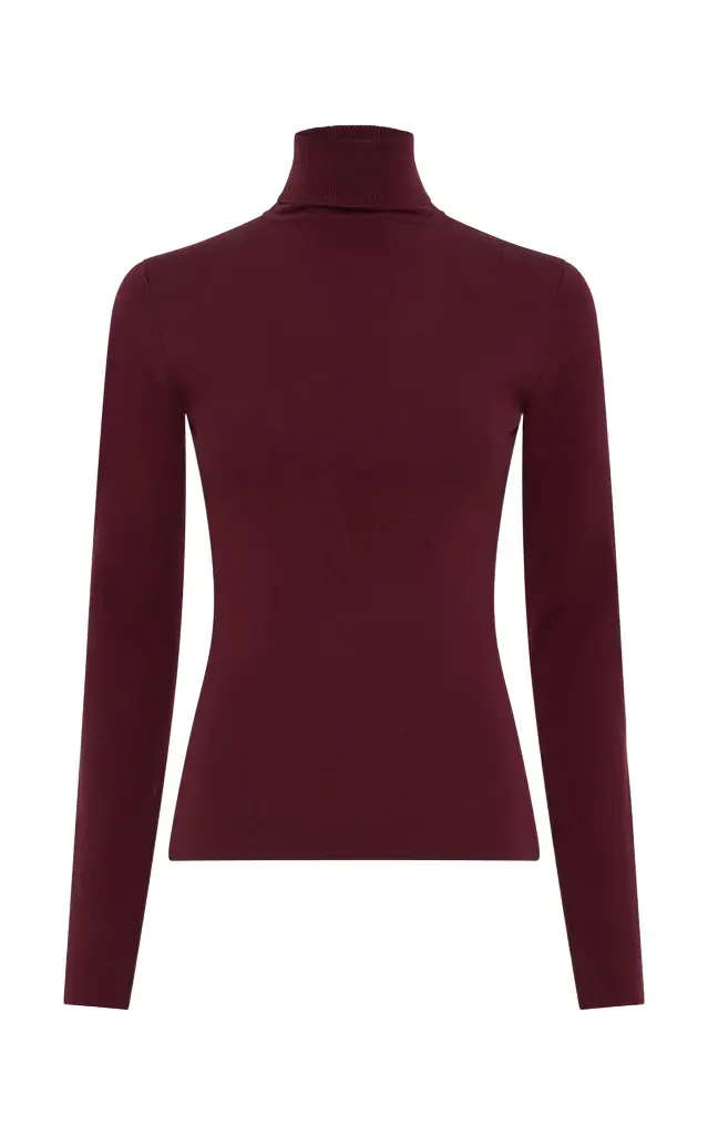 Costa Knit Turtleneck in Bordeaux Cashmere Silk Costa Knit Turtleneck in Bordeaux Cashmere Silk