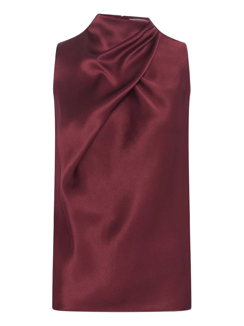 Melina Top in Bordeaux Silk Satin