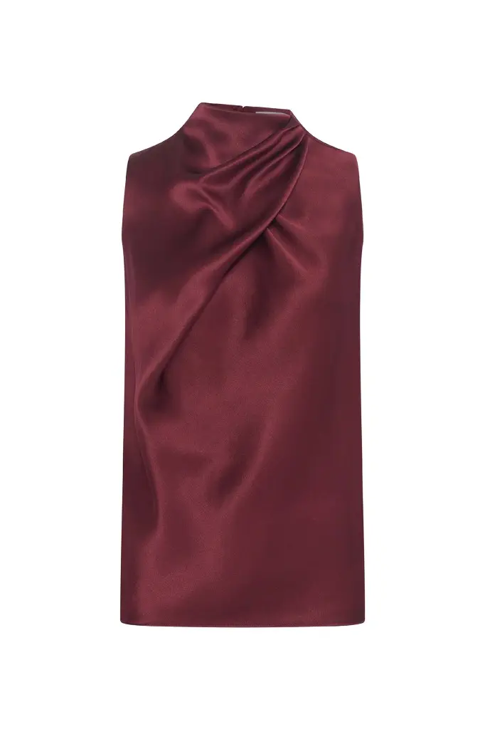 Melina Top in Bordeaux Silk Satin Melina Top in Bordeaux Silk Satin