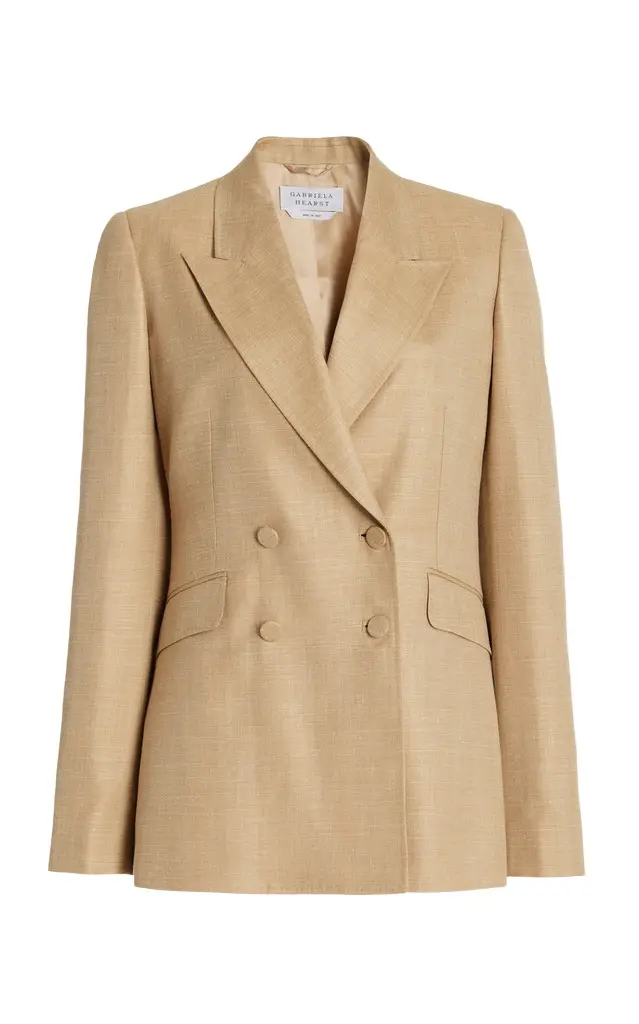 Gabriela Hearst Stephanie Blazer in Hay Virgin Wool and Silk Linen