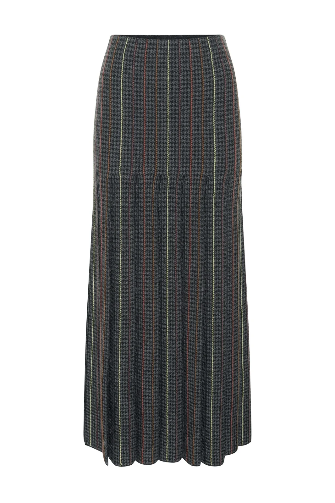 Gabriela Hearst Prism Knit Skirt in Charcoal Multi Cashmere Silk Houndstooth
