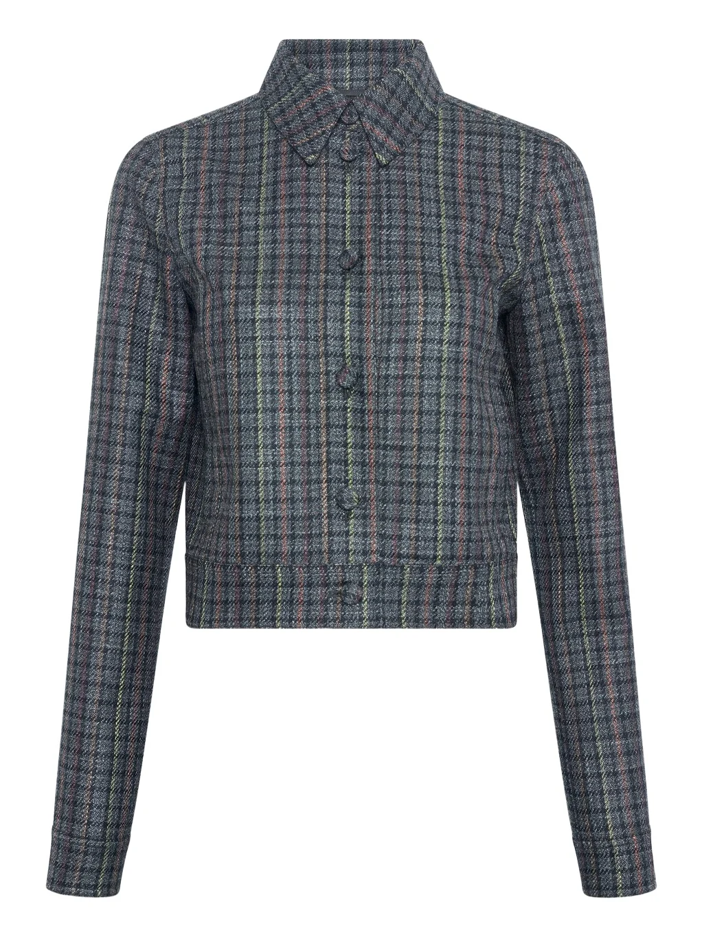 Gabriela Hearst Thereza Jacket in Charcoal Multi Wool Silk Houndstooth