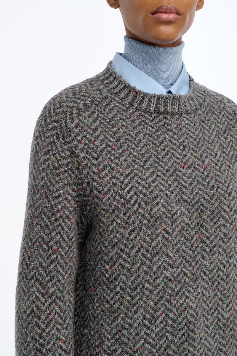 Gabriela Hearst Sermo Knit Crewneck Sweater in Charcoal Multi Specked Aran Cashmere Herringbone | Thumbnail 11 Gabriela Hearst Sermo Knit Crewneck Sweater in Charcoal Multi Specked Aran Cashmere Herringbone | Thumbnail 11