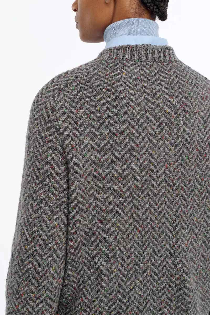 Gabriela Hearst Sermo Knit Crewneck Sweater in Charcoal Multi Specked Aran Cashmere Herringbone | Thumbnail 12 Gabriela Hearst Sermo Knit Crewneck Sweater in Charcoal Multi Specked Aran Cashmere Herringbone | Thumbnail 12