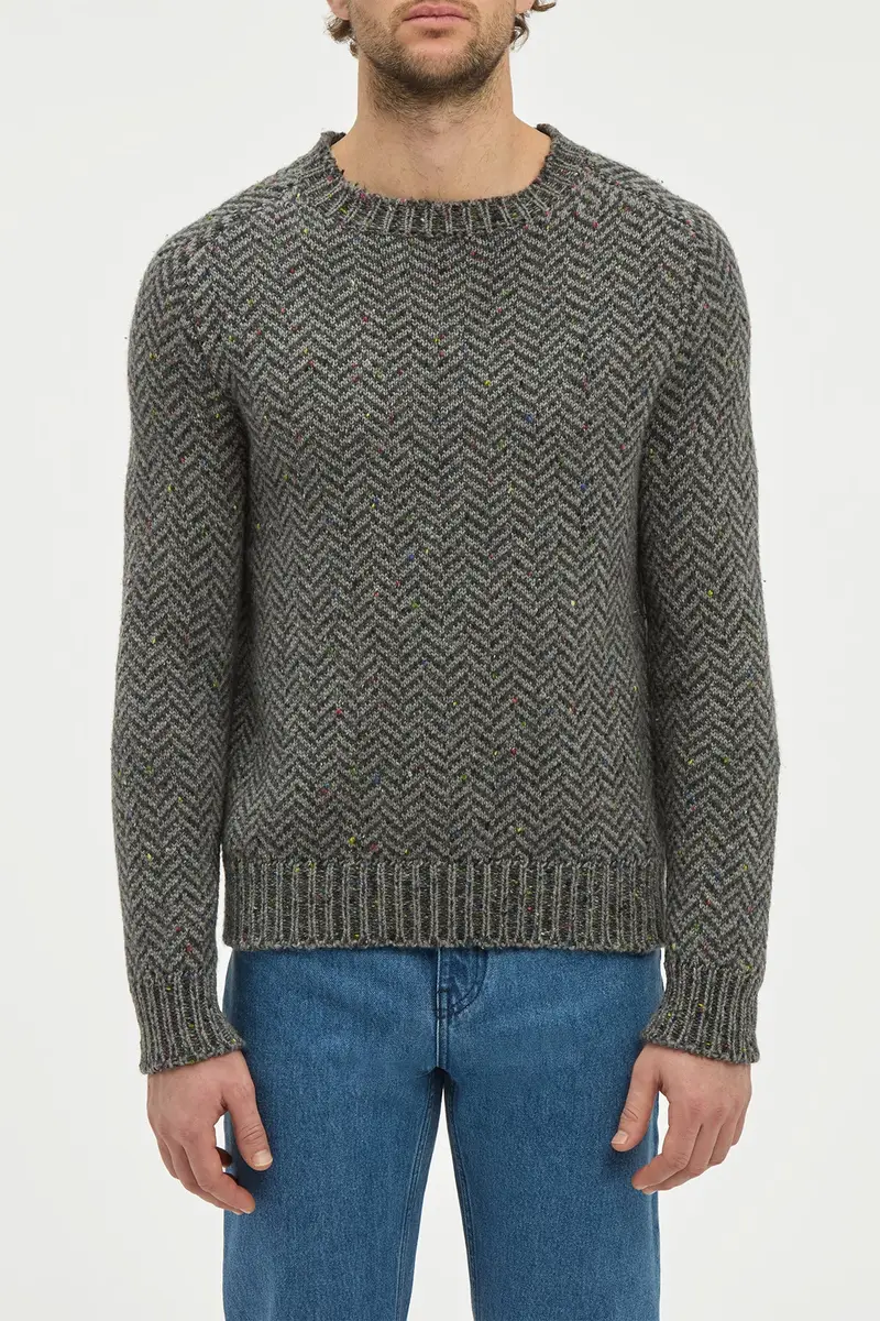Gabriela Hearst Sermo Knit Crewneck Sweater in Charcoal Multi Specked Aran Cashmere Herringbone | Thumbnail 4 Gabriela Hearst Sermo Knit Crewneck Sweater in Charcoal Multi Specked Aran Cashmere Herringbone | Thumbnail 4