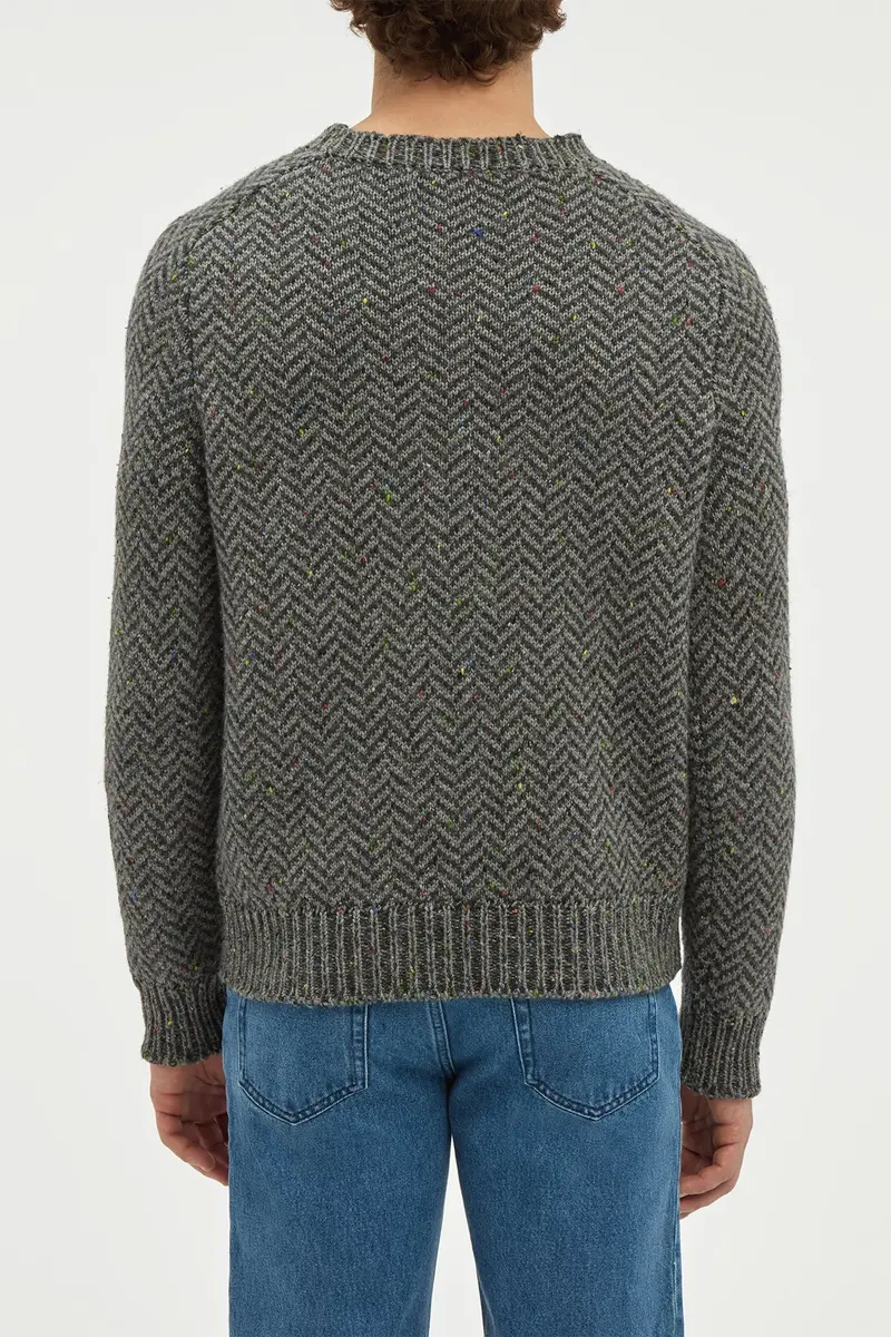 Gabriela Hearst Sermo Knit Crewneck Sweater in Charcoal Multi Specked Aran Cashmere Herringbone | Thumbnail 6 Gabriela Hearst Sermo Knit Crewneck Sweater in Charcoal Multi Specked Aran Cashmere Herringbone | Thumbnail 6