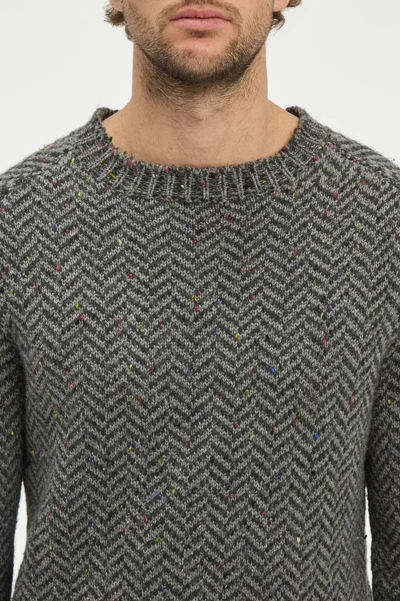 Gabriela Hearst Sermo Knit Crewneck Sweater in Charcoal Multi Specked Aran Cashmere Herringbone | Thumbnail 7 Gabriela Hearst Sermo Knit Crewneck Sweater in Charcoal Multi Specked Aran Cashmere Herringbone | Thumbnail 7