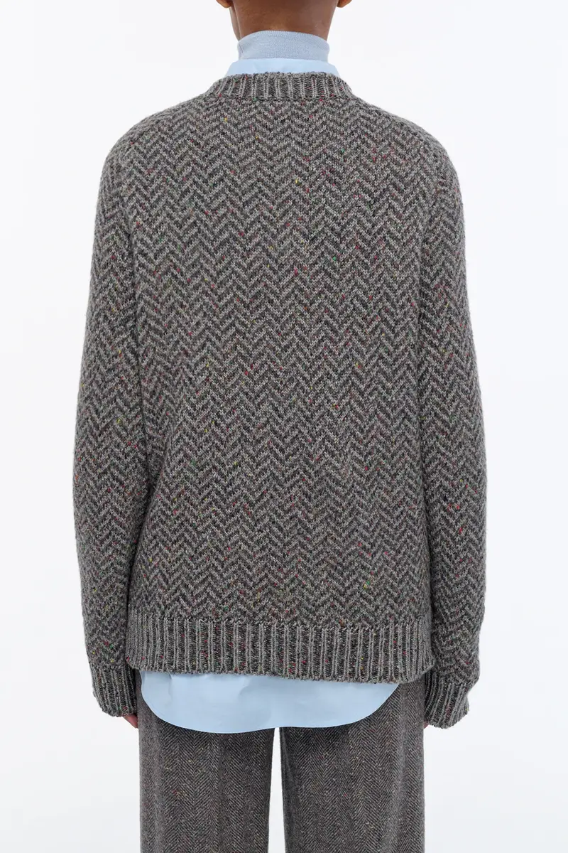 Gabriela Hearst Sermo Knit Crewneck Sweater in Charcoal Multi Specked Aran Cashmere Herringbone | Thumbnail 10 Gabriela Hearst Sermo Knit Crewneck Sweater in Charcoal Multi Specked Aran Cashmere Herringbone | Thumbnail 10