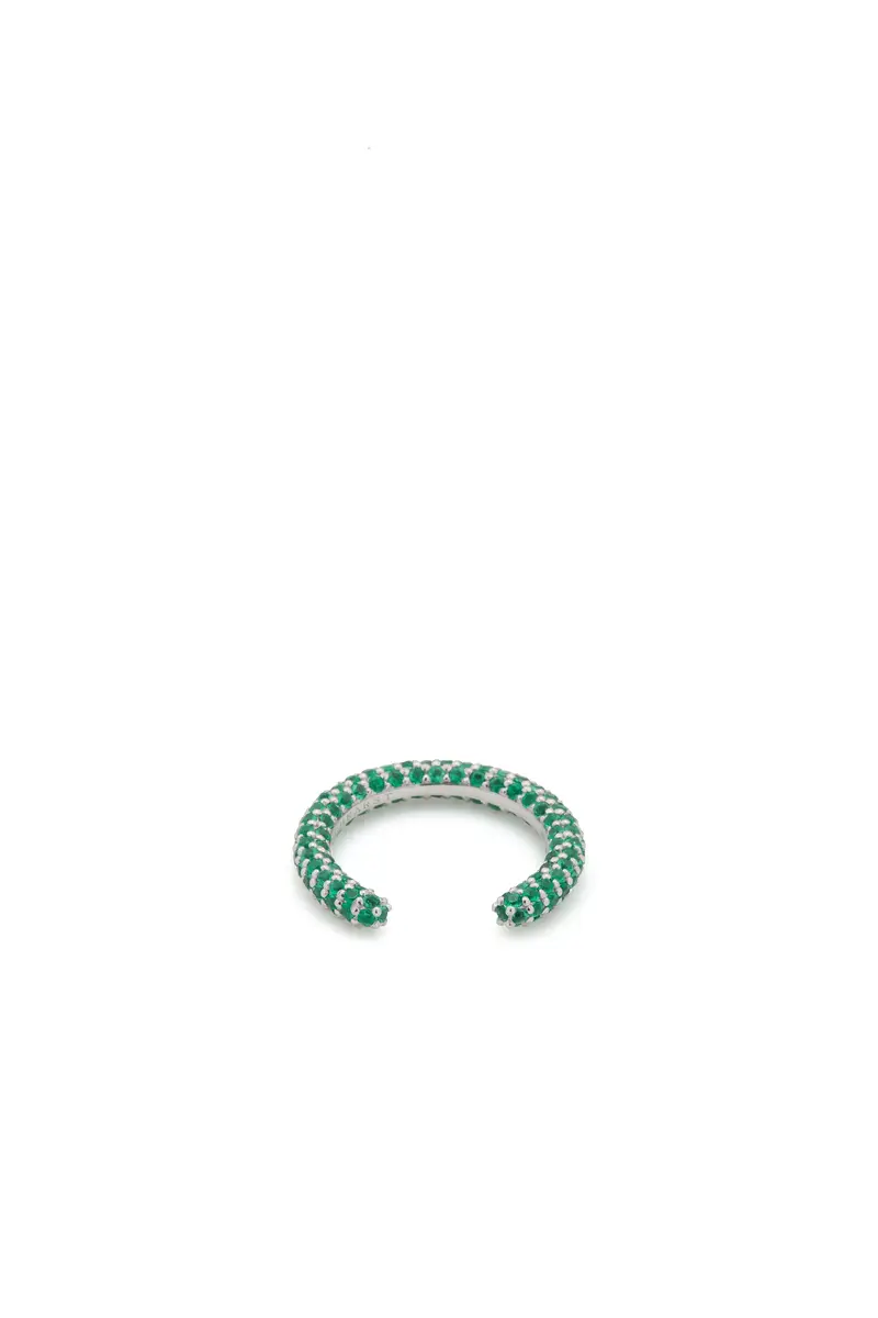 Gabriela Hearst Tarot Pave Ring in 18K White Gold & Emeralds | Thumbnail 3