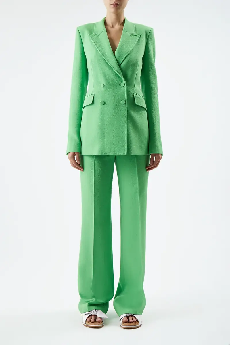 Gabriela Hearst Stephanie Blazer in Fluorescent Green Virgin Wool Crepe | Thumbnail 2 Gabriela Hearst Stephanie Blazer in Fluorescent Green Virgin Wool Crepe | Thumbnail 2