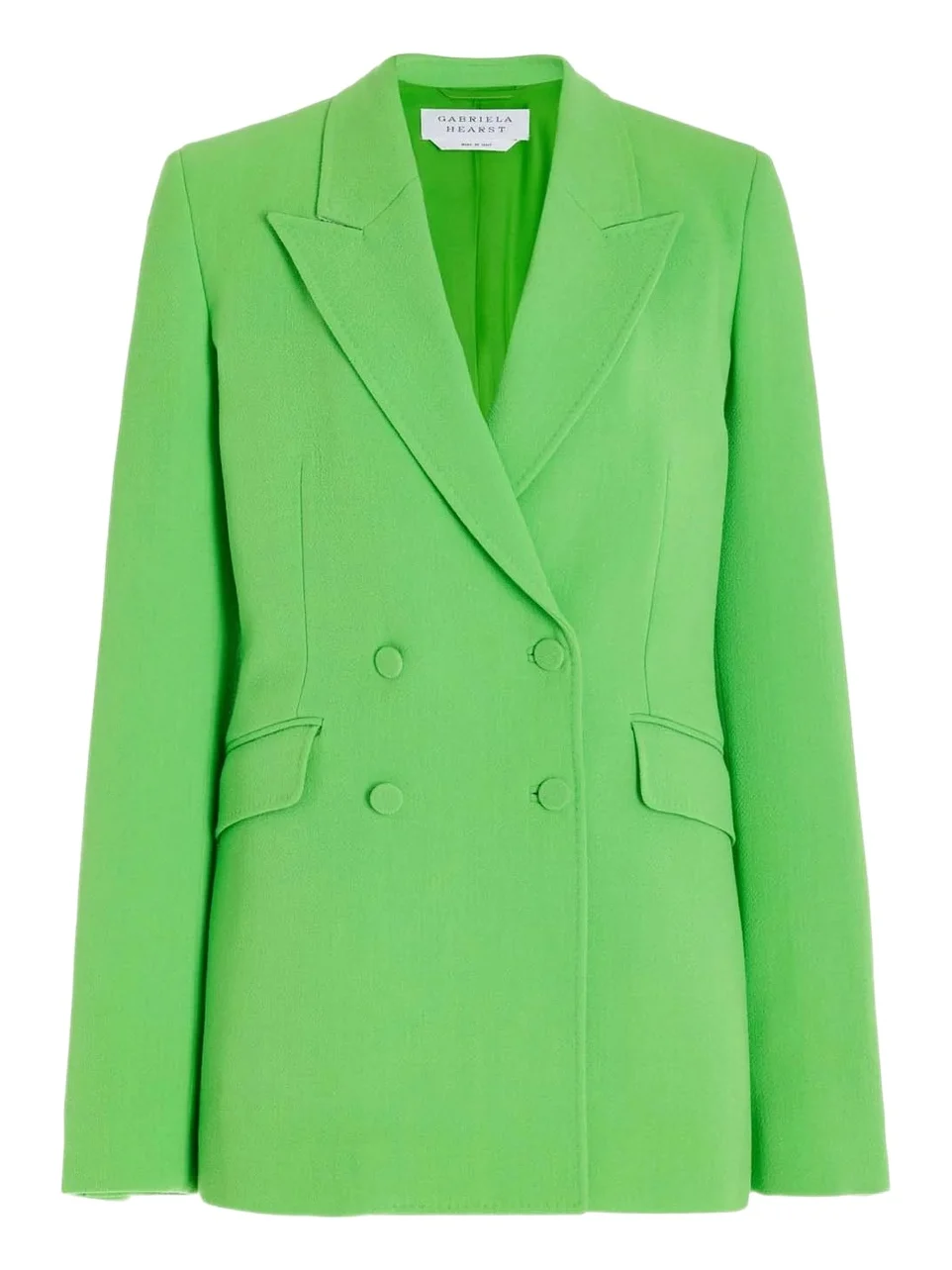 Gabriela Hearst Stephanie Blazer in Fluorescent Green Virgin Wool Crepe