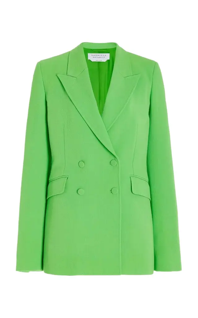 Stephanie Blazer in Fluorescent Green Virgin Wool Crepe Stephanie Blazer in Fluorescent Green Virgin Wool Crepe
