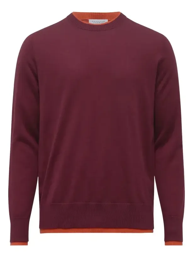 Wells Reversible Knit Sweater in Bordeaux & Spice Cashmere Silk Wells Reversible Knit Sweater in Bordeaux & Spice Cashmere Silk