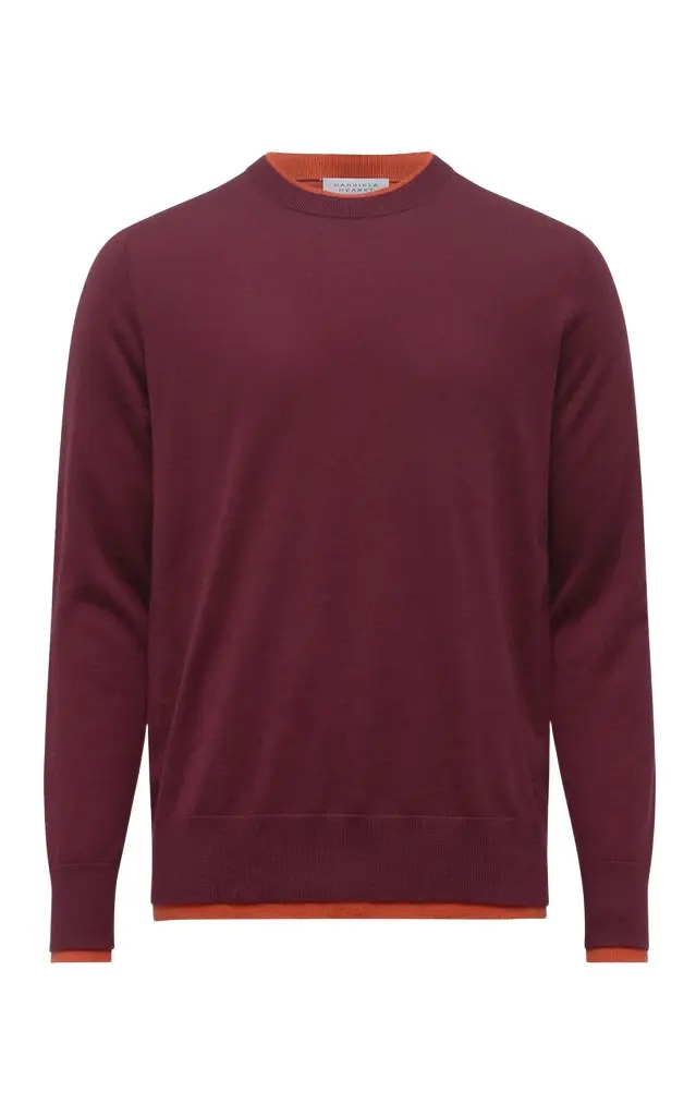 Gabriela Hearst Wells Reversible Knit Sweater in Bordeaux & Spice Cashmere Silk