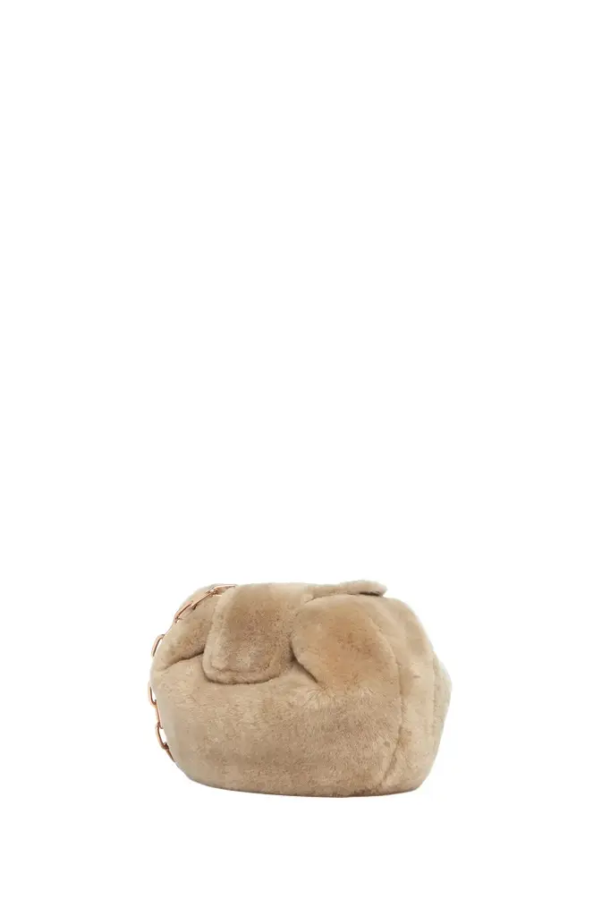 Soft Demi Clutch with Chain in Champagne Shearling Soft Demi Clutch with Chain in Champagne Shearling