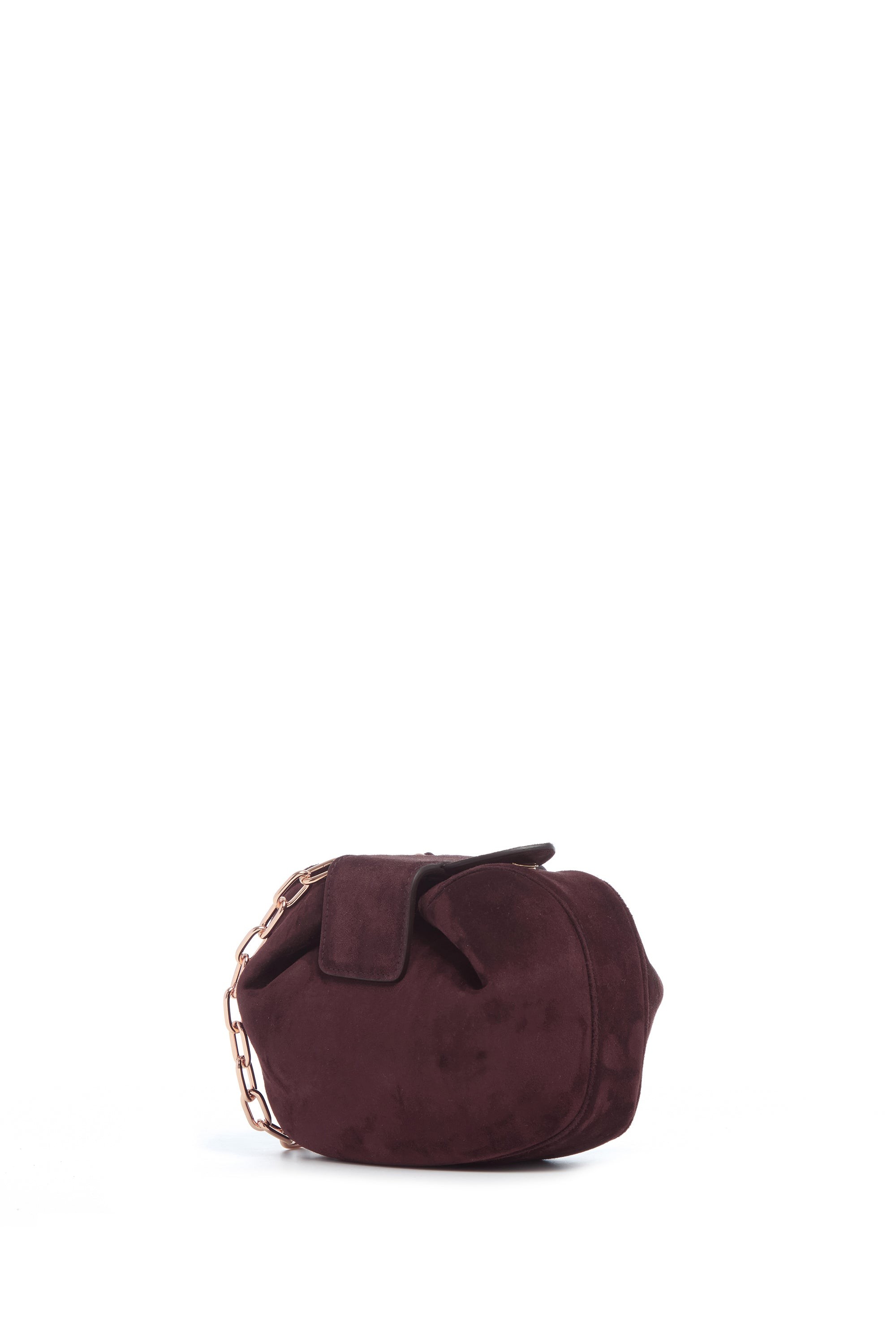 Soft Demi Clutch with Chain in Bordeaux Suede Soft Demi Clutch with Chain in Bordeaux Suede