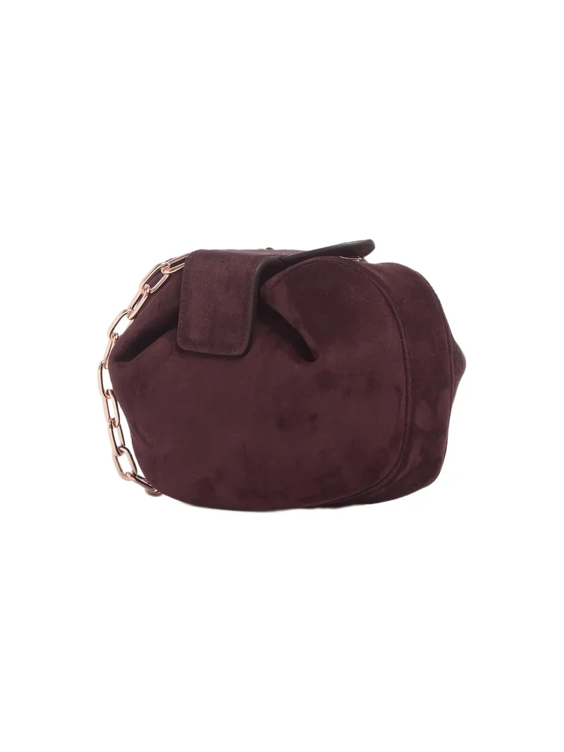 Gabriela Hearst Soft Demi Clutch with Chain in Bordeaux Suede