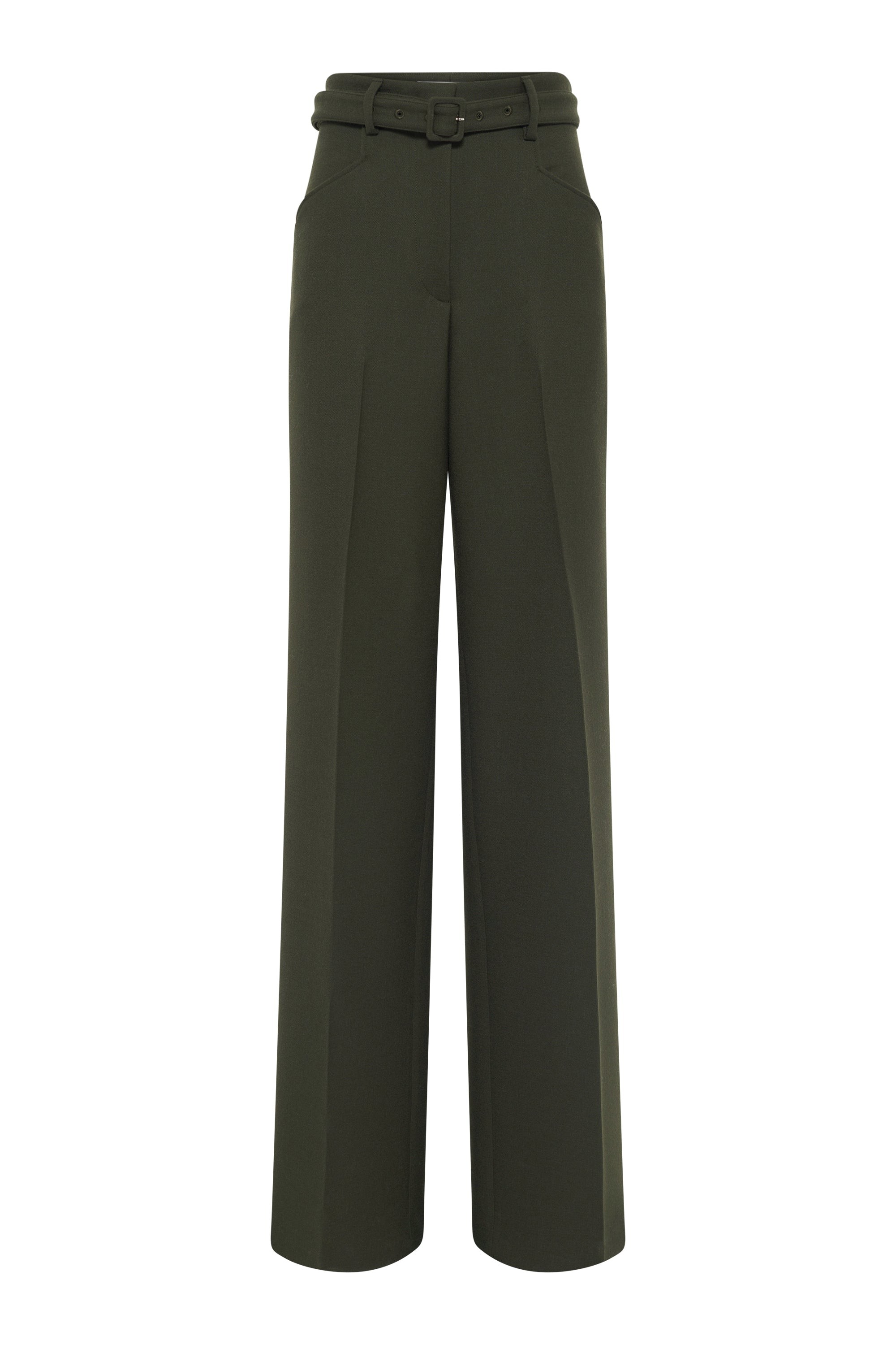 Gabriela Hearst Norman Wide-leg Pant in Deep Olive Recycled Virgin Wool