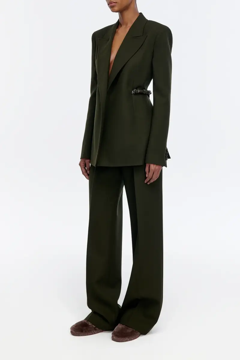 Gabriela Hearst Norman Wide-leg Pant in Deep Olive Recycled Virgin Wool | Thumbnail 3 Gabriela Hearst Norman Wide-leg Pant in Deep Olive Recycled Virgin Wool | Thumbnail 3