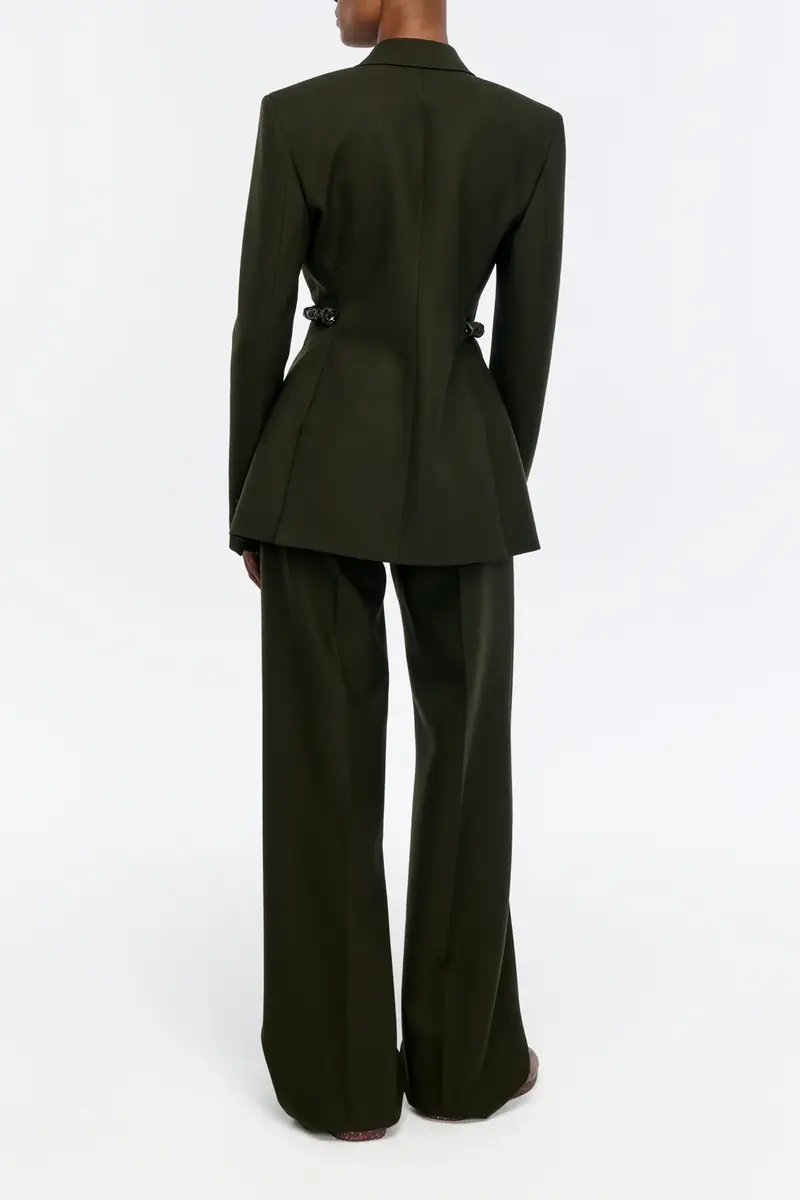 Gabriela Hearst Norman Wide-leg Pant in Deep Olive Recycled Virgin Wool | Thumbnail 4 Gabriela Hearst Norman Wide-leg Pant in Deep Olive Recycled Virgin Wool | Thumbnail 4