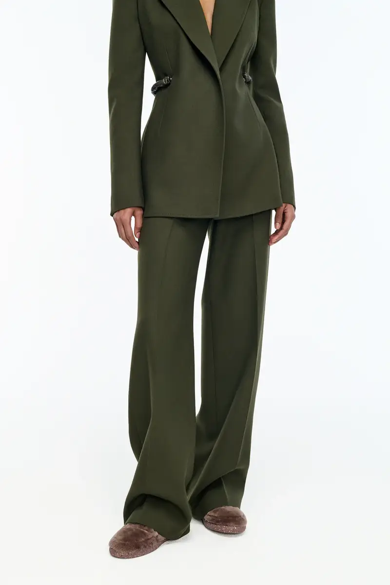 Gabriela Hearst Norman Wide-leg Pant in Deep Olive Recycled Virgin Wool | Thumbnail 5 Gabriela Hearst Norman Wide-leg Pant in Deep Olive Recycled Virgin Wool | Thumbnail 5