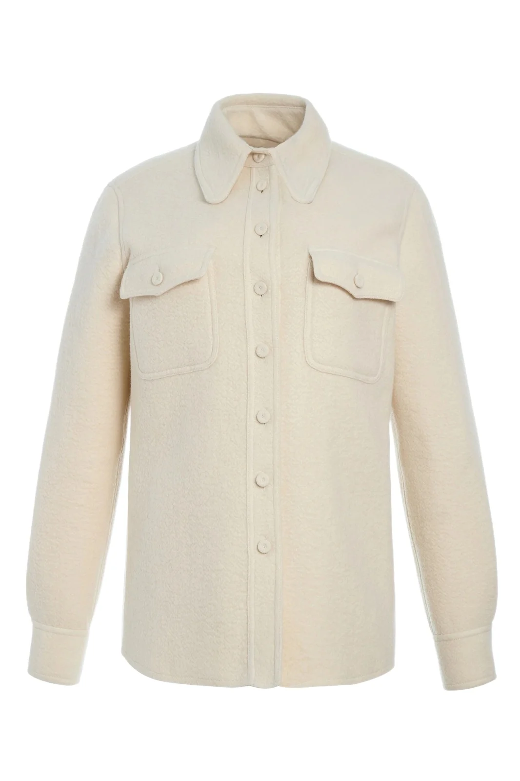 Gabriela Hearst John Austin Shirt in Ivory Double-Face Recycled Cashmere Felt
