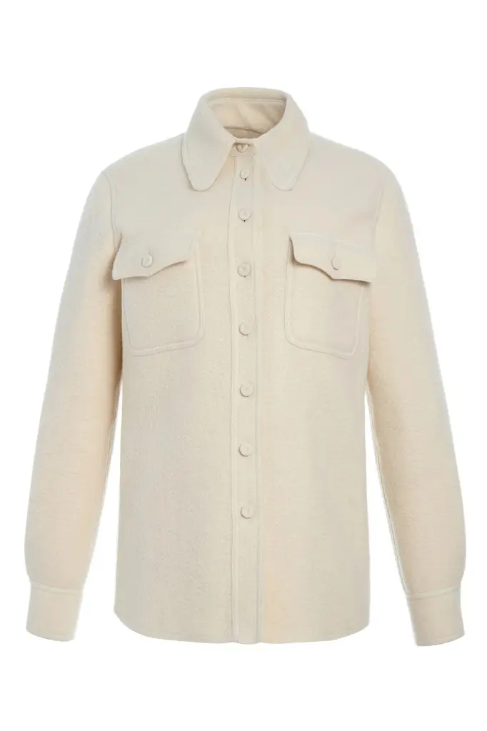 Gabriela Hearst John Austin Shirt in Ivory Double-Face Recycled Cashmere Felt