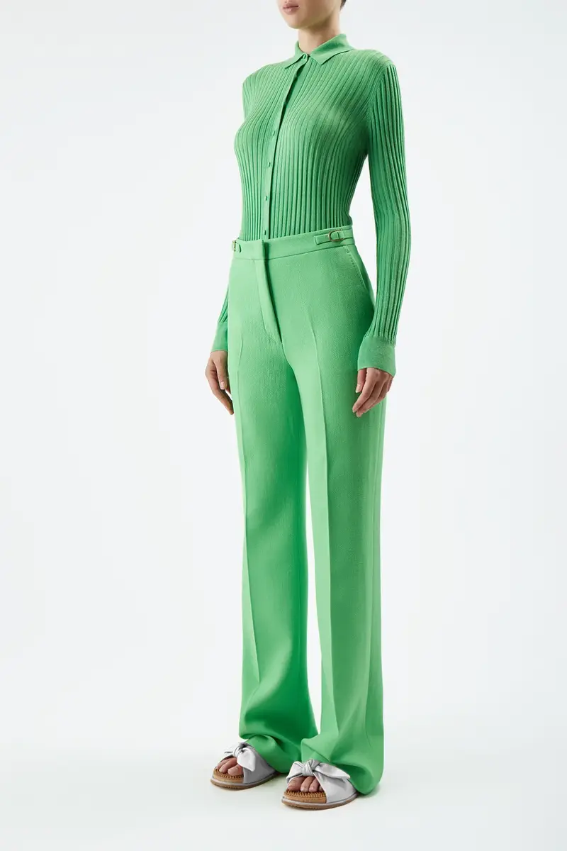 Gabriela Hearst Vesta Pant in Fluorescent Green Virgin Wool Crepe | Thumbnail 3 Gabriela Hearst Vesta Pant in Fluorescent Green Virgin Wool Crepe | Thumbnail 3