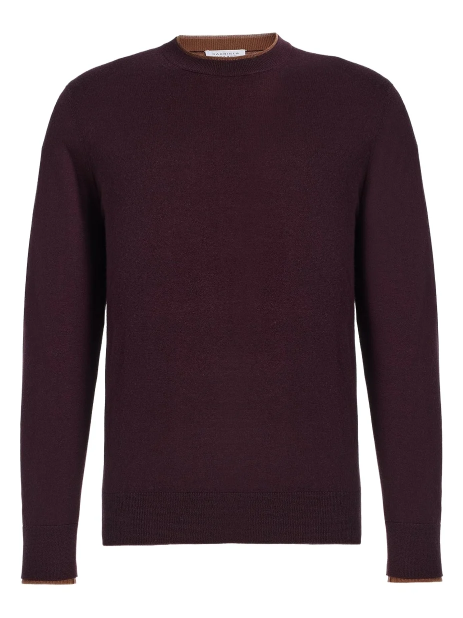 Gabriela Hearst Wells Reversible Knit Sweater in Plum & Cognac Cashmere Silk