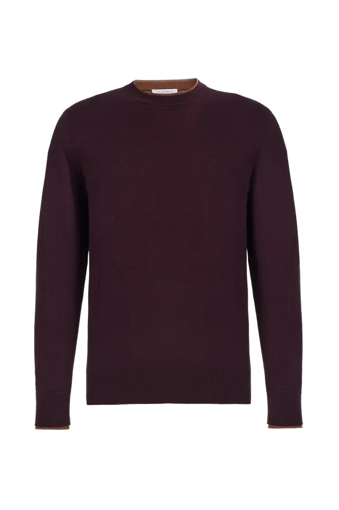 Gabriela Hearst Wells Reversible Knit Sweater in Plum & Cognac Cashmere Silk