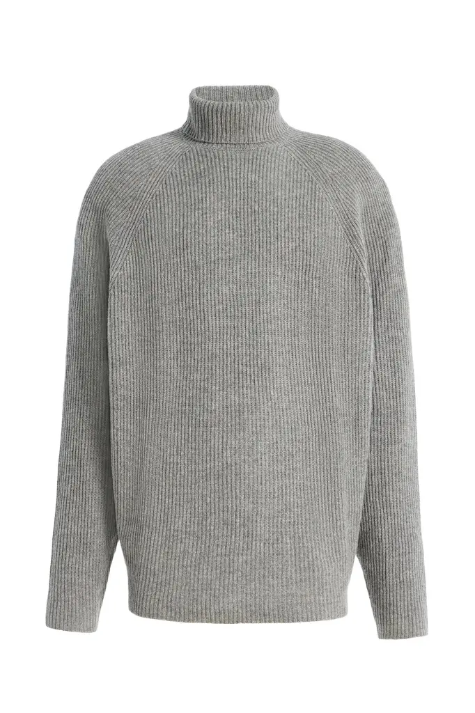 Gabriela Hearst Wigman Knit Turtleneck Sweater in Heather Grey Cashmere