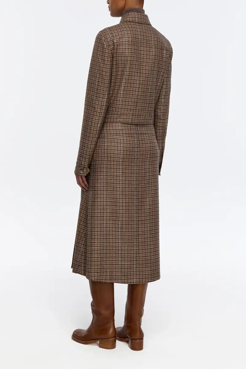 Gabriela Hearst Wesley Pleated Skirt in Camel Multi Wool Silk Houndstooth | Thumbnail 4 Gabriela Hearst Wesley Pleated Skirt in Camel Multi Wool Silk Houndstooth | Thumbnail 4