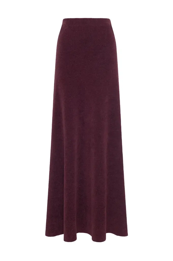 Muir Knit Skirt in Plum Silk
