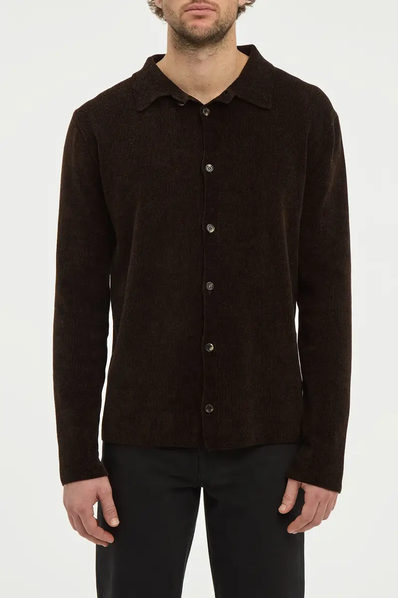 Gabriela Hearst Toynbee Knit Polo in Chocolate Silk | Thumbnail 2 Gabriela Hearst Toynbee Knit Polo in Chocolate Silk | Thumbnail 2