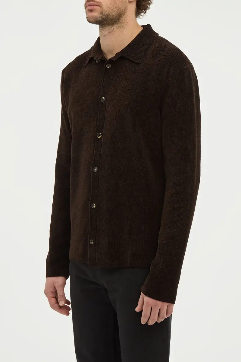 Gabriela Hearst Toynbee Knit Polo in Chocolate Silk | Thumbnail 3 Gabriela Hearst Toynbee Knit Polo in Chocolate Silk | Thumbnail 3