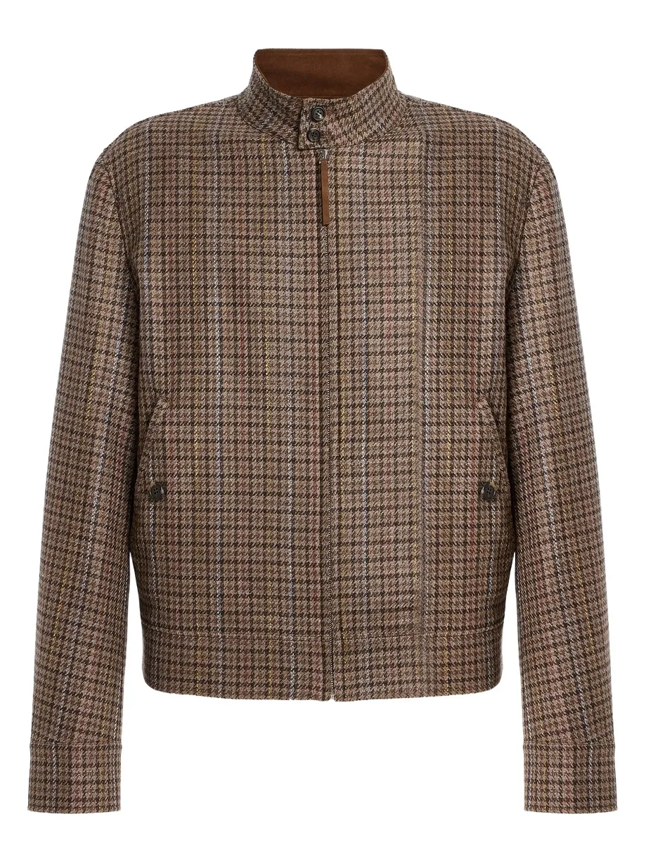 Gabriela Hearst Graham Jacket in Camel Multi Wool Silk Houndstooth