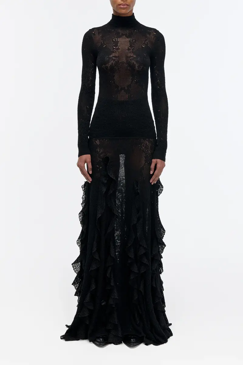 Gabriela Hearst Waite Pointelle Knit Lace Top in Black Silk Merino Wool | Thumbnail 2 Gabriela Hearst Waite Pointelle Knit Lace Top in Black Silk Merino Wool | Thumbnail 2