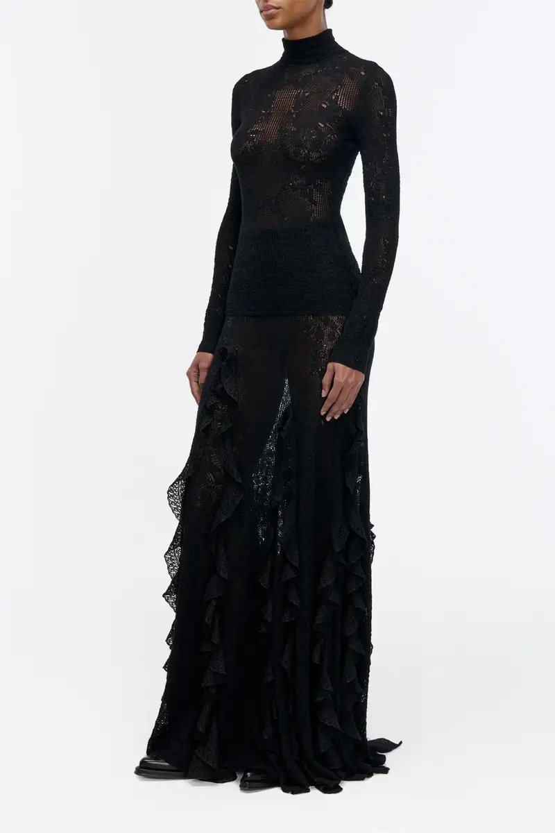 Gabriela Hearst Waite Pointelle Knit Lace Top in Black Silk Merino Wool | Thumbnail 3 Gabriela Hearst Waite Pointelle Knit Lace Top in Black Silk Merino Wool | Thumbnail 3