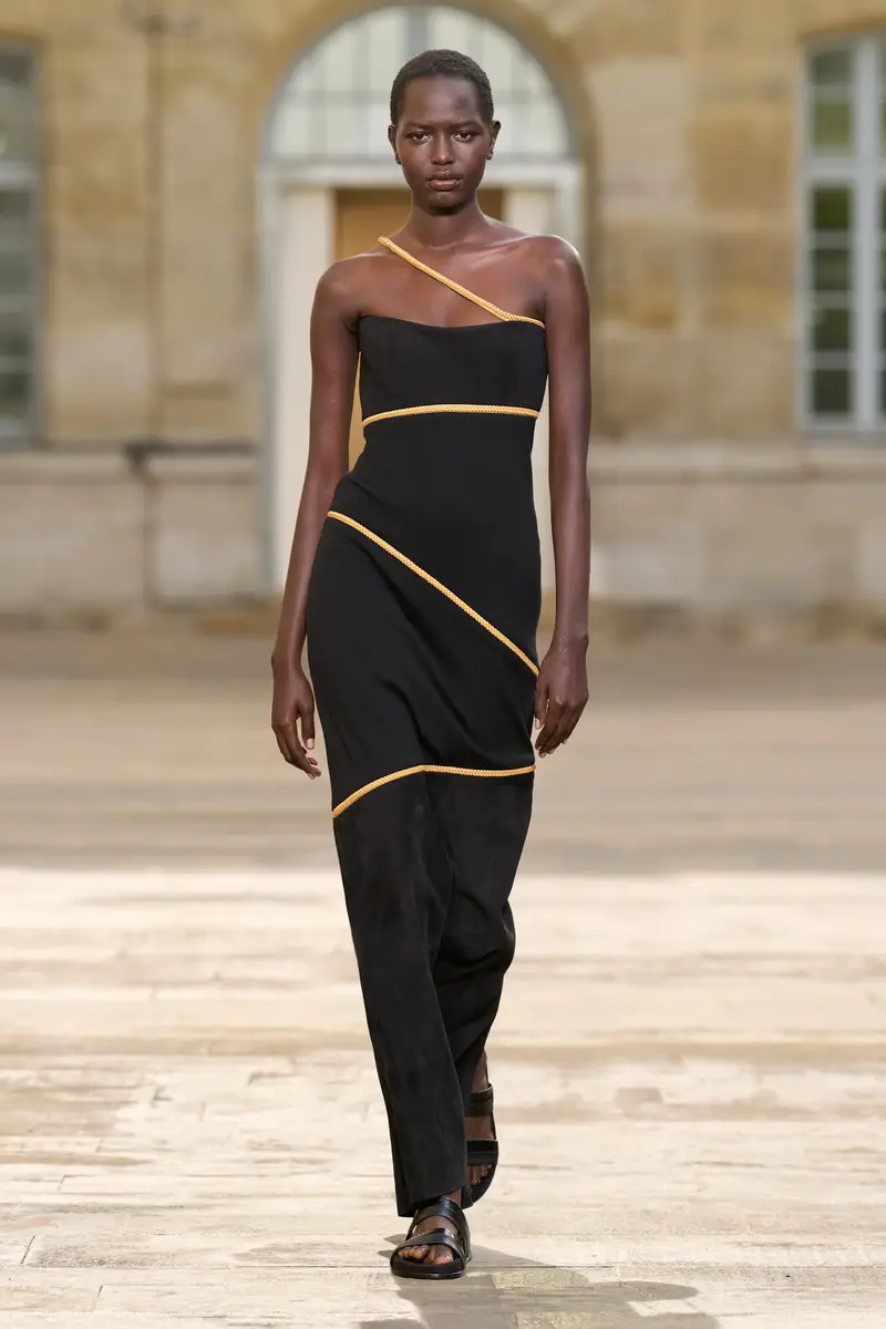Gabriela Hearst Tibor Rope Strapless Maxi Dress in Black Suede & Merino Wool | Thumbnail 2